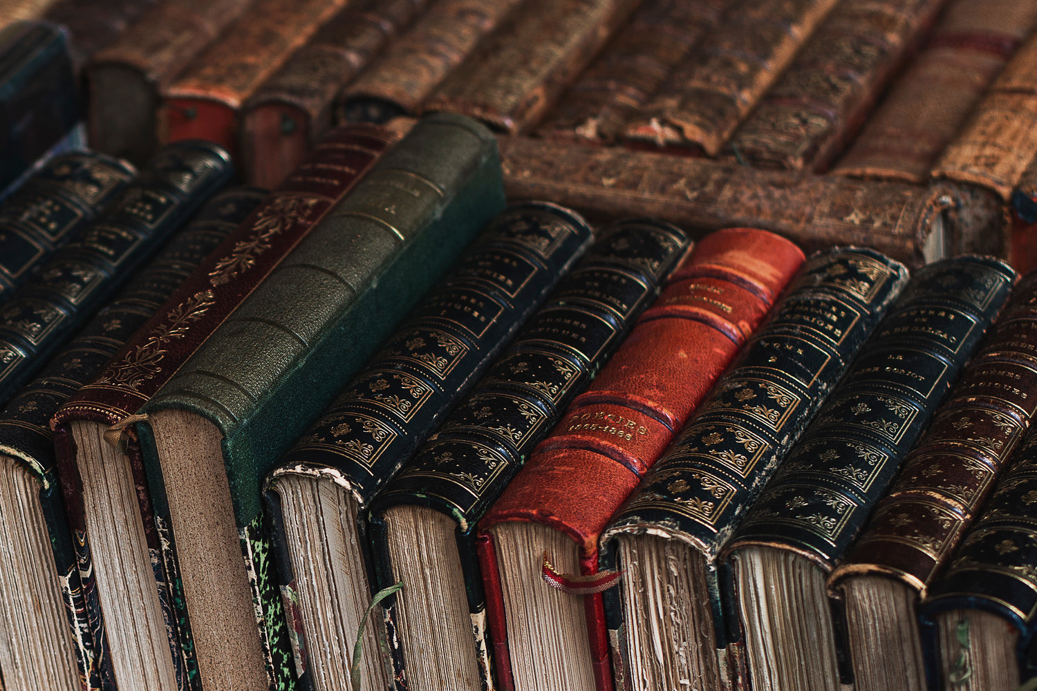 rows of older books